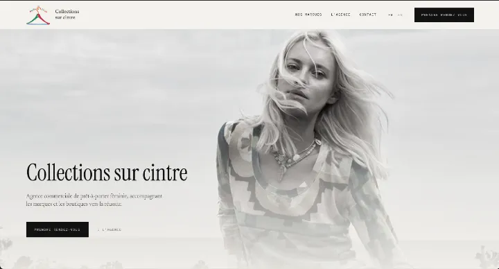 Page d'accueil de la boutique en ligne Collections sur cintre